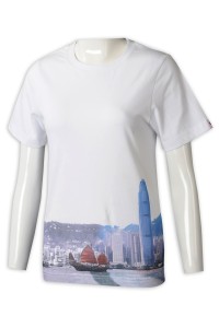 T1029 訂製女裝短袖T恤  設計圓領印花LogoT恤  T恤專門店 白色 HK 旅遊 旅客 紀念品